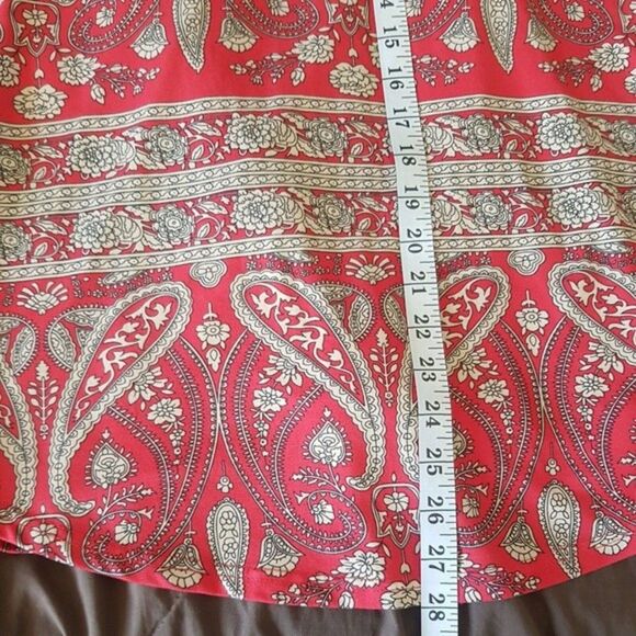 A. Jesdani Womens Blouse Top Paisley Red Size Medium Button Rolled Tab Sleeves - Picture 12 of 13